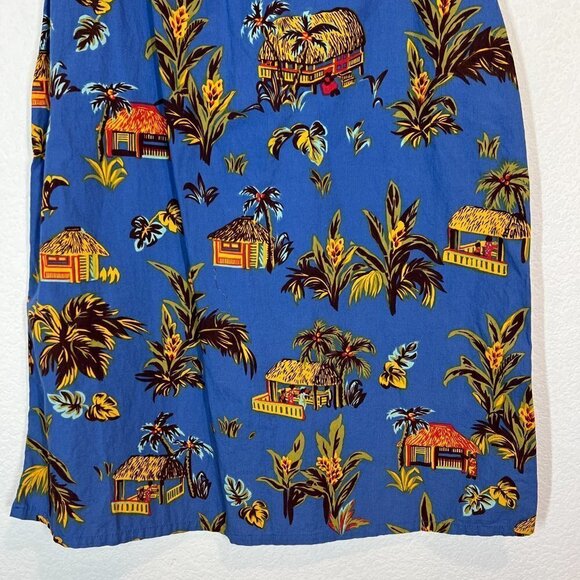 Vintage Hilo Hattie Hawaiian Dress Blue Tropical Hawaii Retro Medium - Picture 6 of 9